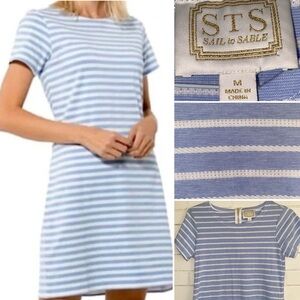 Tuckernuck STS Sail to Sable Blue Stripe Knot Dress Preppy Coastal sz MED